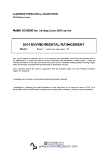 5014 environmental management - May June Summer 2014 Past