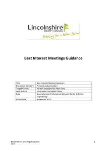 Best Interest Meetings Guidance - Social Care Institute for Excellence