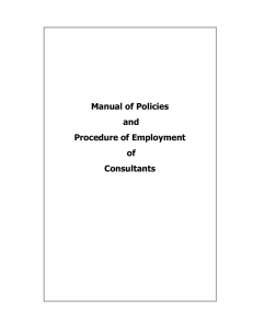 Manual of Policies and Procedure of Employment of Consultants