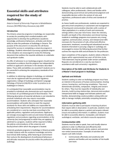 Essential skills and attributes required for the study of Audiology