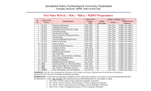 PTPG M.Tech Part Time - Jawaharlal Nehru Technological University