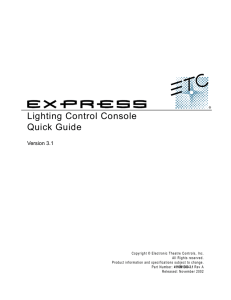 Lighting Control Console Quick Guide