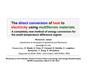 The direct conversion of heat to electricity using multiferroic materials