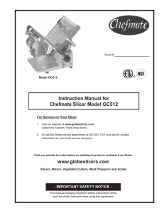 Instruction Manual for Chefmate Slicer Model GC512 www