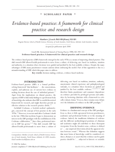 Evidence-based practice: A framework for clinical practice and