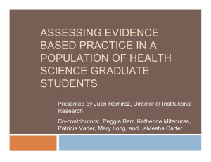 assessing evidence based practice in a population of health science