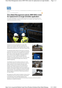 Sims Metal Management selects 3MW WEG motor for replacement