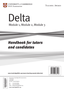 Delta Module 1, Module 2, Module 3 Handbook for tutors and