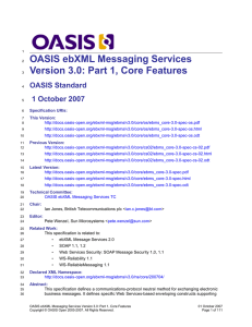 OASIS ebXML Messaging Services Version 3.0: Part 1, Core Features