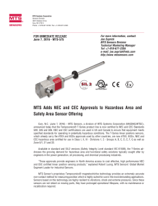 MTS Adds NEC and CEC Approvals to Hazardous