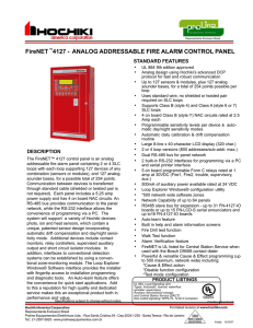 FireNET 4127 - ANALOG ADDRESSABLE FIRE ALARM CONTROL