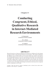 Conducting Congruent, Ethical, Qualitative Research in Internet