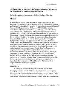 An Evaluation of Intensive English (Book I)