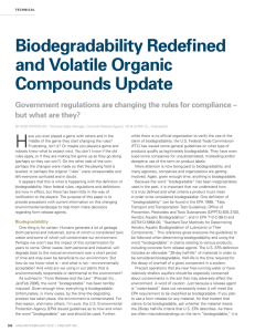 Biodegradability Redefined and Volatile Organic Compounds Update