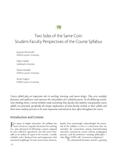 Student-Faculty Perspectives of the Course Syllabus