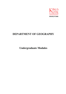 DEPARTMENT OF GEOGRAPHY Undergraduate Modules