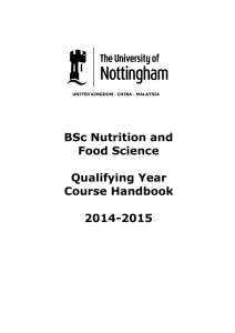 BSc Nutrition and Food Science Qualifying Year Course Handbook