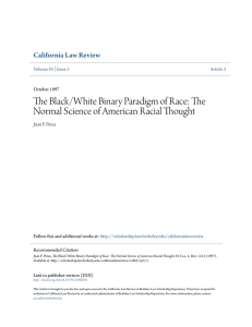 The Black/White Binary Paradigm of Race