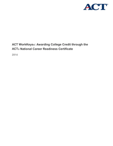 NCRC for College Credit - ACT Work Ready Communities
