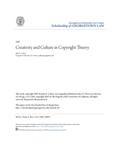Creativity and Culture in Copyright Theory
