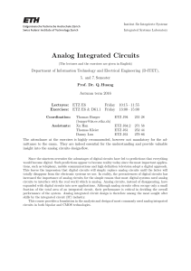 Analog Integrated Circuits - Integrated Systems Laboratory