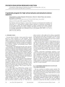 PHYSICS EDUCATION RESEARCH SECTION A graduate program