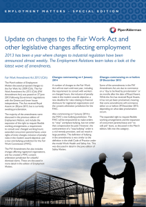 Update on changes to the Fair Work Act and other