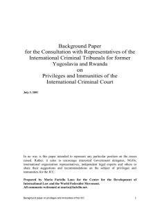Background Paper on Privileges and Immunities
