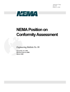 NEMA Position on Conformity Assessment Engineering Bulletin No. 86