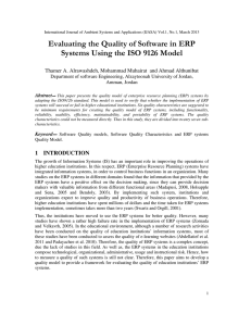 Evaluating the Quality of Software in ERP Systems Using the ISO