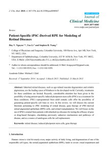 Patient-Specific iPSC-Derived RPE for Modeling of Retinal Diseases