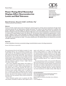 Power Posing: Brief Nonverbal Displays Affect Neuroendocrine
