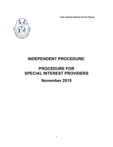 Procedure for Special Interest Providers
