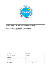 NMH PROVIDER REGISTRATION Online Registration Guidance