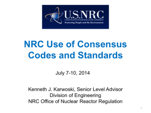 NRC Use of Consensus Codes and Standards