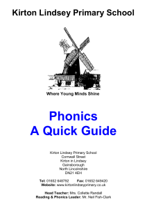 Phonics A Quick Guide - Kirton Lindsey Primary School