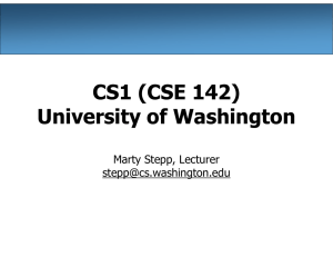 CS1 (CSE 142) University of Washington
