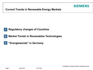 Current Trends in Renewable Energy Markets Regulatory changes