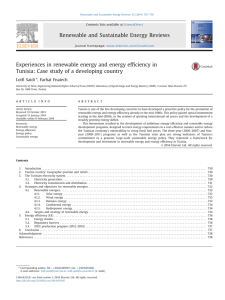 Renewable Energy and EE in Tunisia