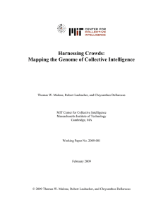 Harnessing Crowds - MIT Center for Collective Intelligence