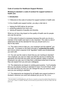 Code Of Conduct For Healthcare Support Workers