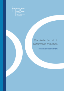 Standards of conduct, performance and ethics