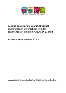 Serious Case Review into Child Sexual Exploitation in Oxfordshire