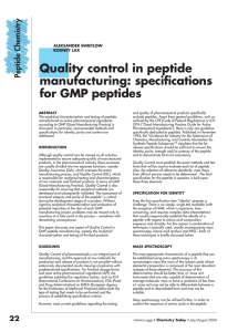 Quality control in peptide manufacturing: specifications for GMP