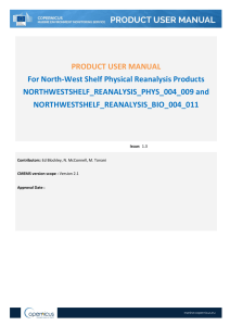 PRODUCT USER MANUAL For North-West Shelf