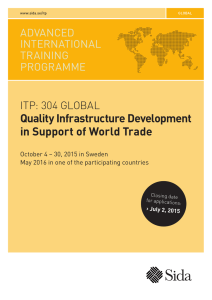 Quality Infrastructure Development in Support of World Trade