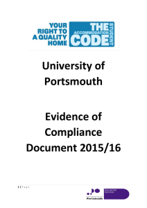 University of Portsmouth Evidence of Compliance Document 2015/16