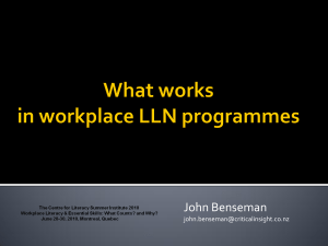 What works in workplace LLN programmes