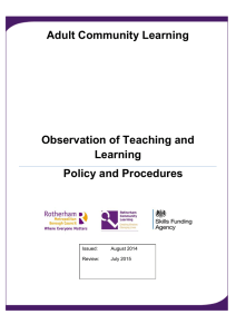 Observation of Teaching and Learning