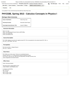 PHY233B, Spring 2013 - Calculus Concepts in Physics I